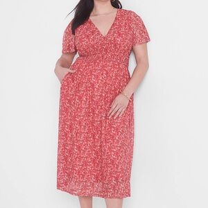 Floral Red Midi Dress